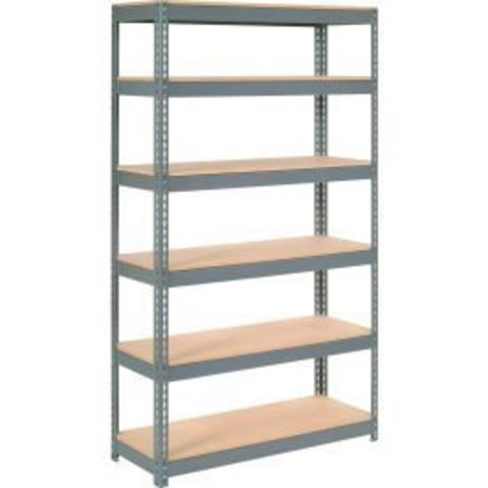 GLOBAL EQUIPMENT Extra Heavy Duty Shelving 48"W x 18"D x 96"H With 6 Shelves, Wood Deck, Gry 717371